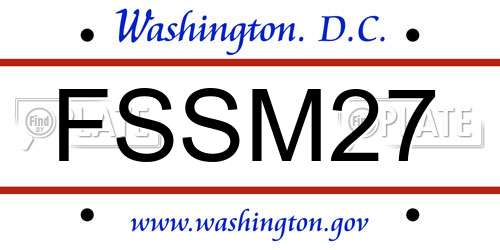 FSSM27 District Of Columbia License Plate