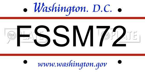 FSSM72 District Of Columbia License Plate