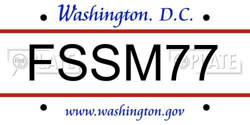 FSSM77 District Of Columbia License Plate