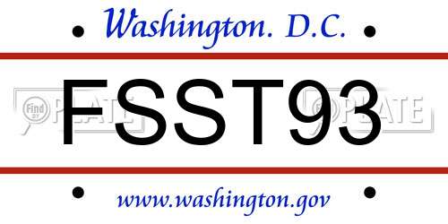 FSST93 District Of Columbia License Plate