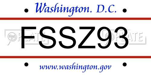 FSSZ93 District Of Columbia License Plate