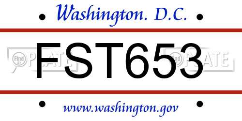 FST653 District Of Columbia License Plate