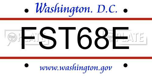 FST68E District Of Columbia License Plate