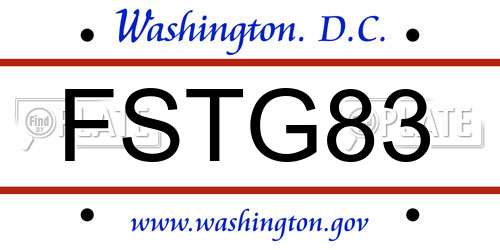 FSTG83 District Of Columbia License Plate
