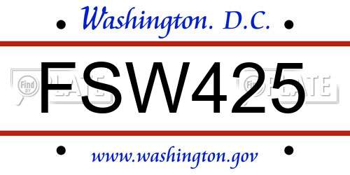 FSW425 District Of Columbia License Plate