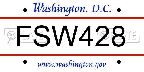 FSW428 District Of Columbia License Plate