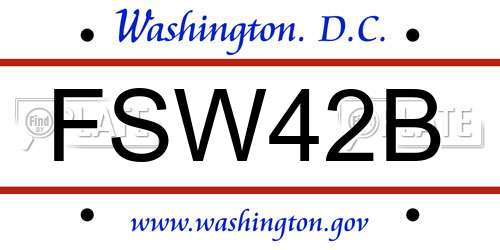 FSW42B District Of Columbia License Plate