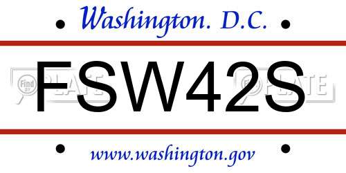 FSW42S District Of Columbia License Plate