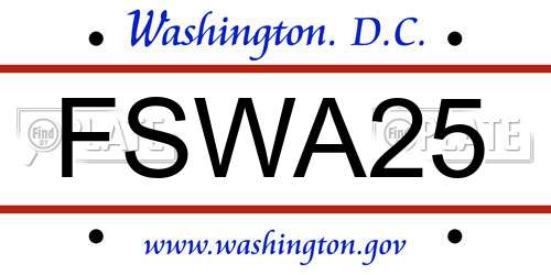 FSWA25 District Of Columbia License Plate