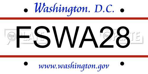 FSWA28 District Of Columbia License Plate