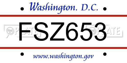 FSZ653 District Of Columbia License Plate