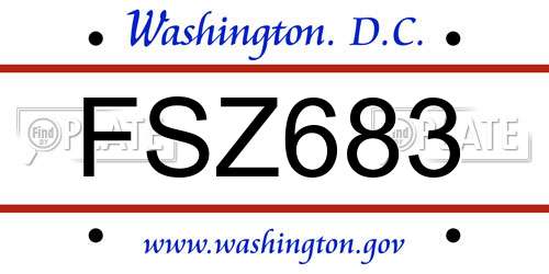 FSZ683 District Of Columbia License Plate