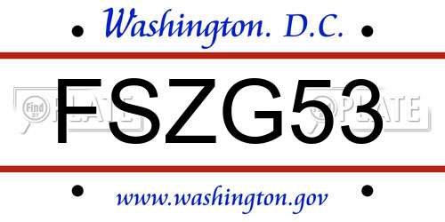 FSZG53 District Of Columbia License Plate
