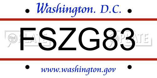 FSZG83 District Of Columbia License Plate