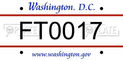FT0017 District Of Columbia License Plate