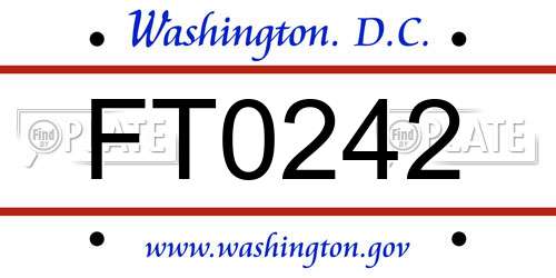 FT0242 District Of Columbia License Plate