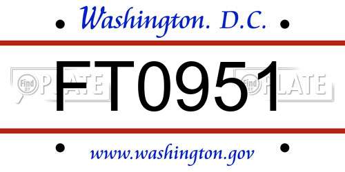 FT0951 District Of Columbia License Plate