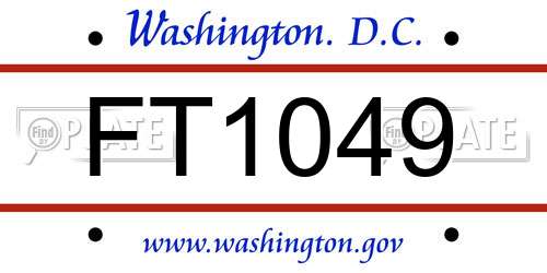 FT1049 District Of Columbia License Plate