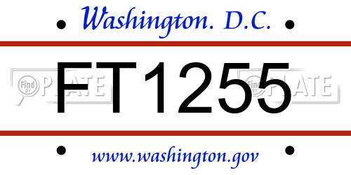 FT1255 District Of Columbia License Plate