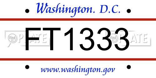 FT1333 District Of Columbia License Plate