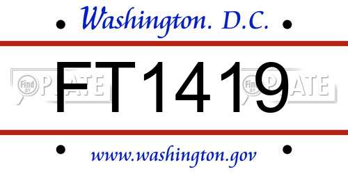 FT1419 District Of Columbia License Plate