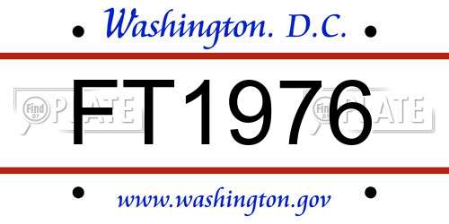 FT1976 District Of Columbia License Plate