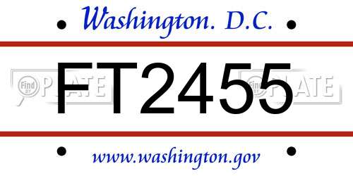 FT2455 District Of Columbia License Plate