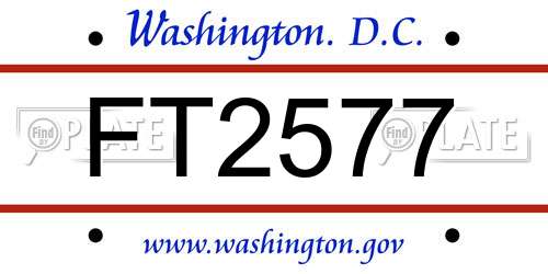 FT2577 District Of Columbia License Plate