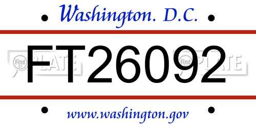 FT26092 District Of Columbia License Plate