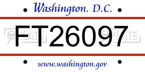 FT26097 District Of Columbia License Plate
