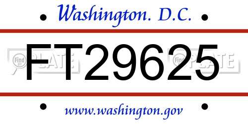 FT29625 District Of Columbia License Plate