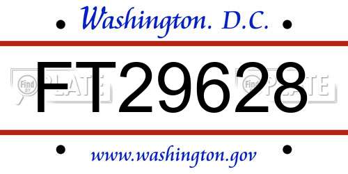 FT29628 District Of Columbia License Plate