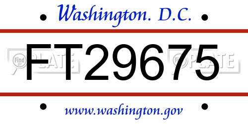 FT29675 District Of Columbia License Plate
