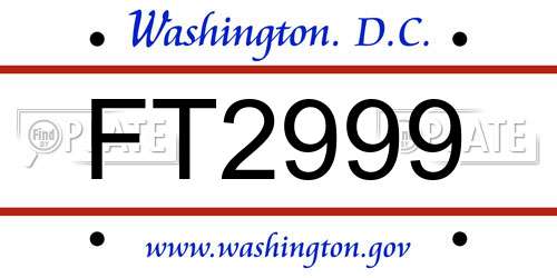 FT2999 District Of Columbia License Plate