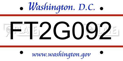 FT2G092 District Of Columbia License Plate