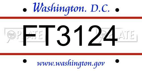 FT3124 District Of Columbia License Plate