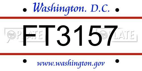 FT3157 District Of Columbia License Plate