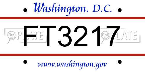 FT3217 District Of Columbia License Plate