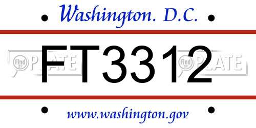 FT3312 District Of Columbia License Plate