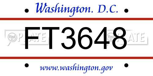 FT3648 District Of Columbia License Plate