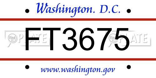 FT3675 District Of Columbia License Plate