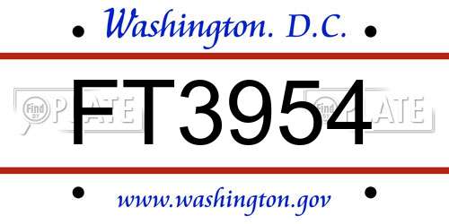 FT3954 District Of Columbia License Plate