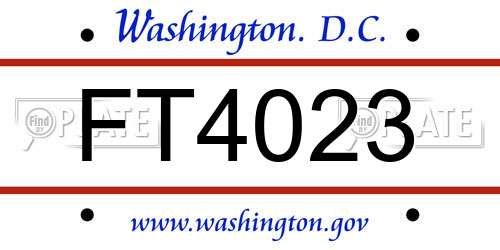 FT4023 District Of Columbia License Plate