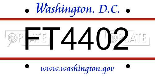 FT4402 District Of Columbia License Plate
