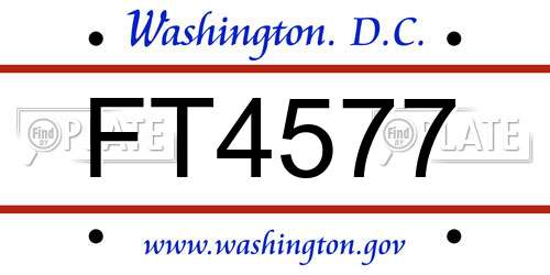 FT4577 District Of Columbia License Plate
