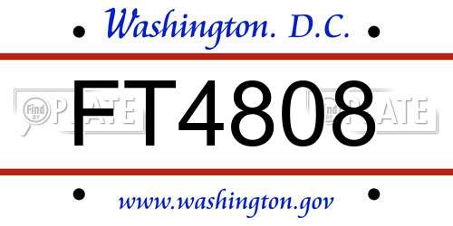 FT4808 District Of Columbia License Plate