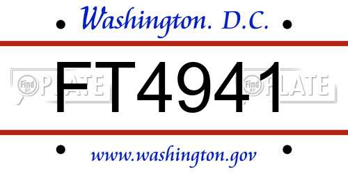 FT4941 District Of Columbia License Plate