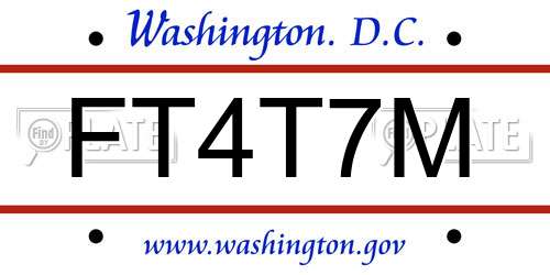 FT4T7M District Of Columbia License Plate