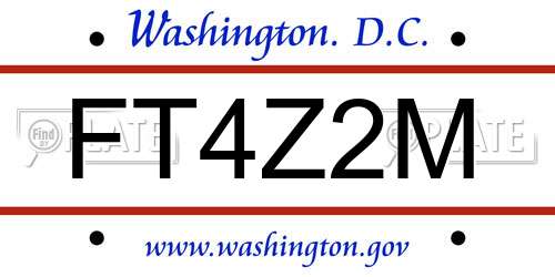 FT4Z2M District Of Columbia License Plate