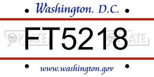 FT5218 District Of Columbia License Plate